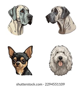 Dogs3 Conjunto De Iconos Planos Aislados En Fondo Blanco