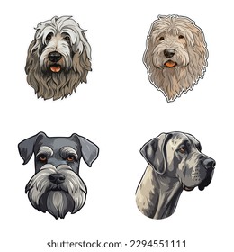 Dogs3 Flat Icon Set Isolated On White Background
