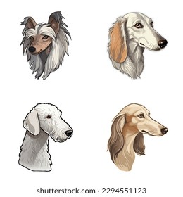 Dogs3 Conjunto De Iconos Planos Aislados En Fondo Blanco