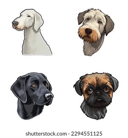 Dogs3 Flat Icon Set Isolated On White Background