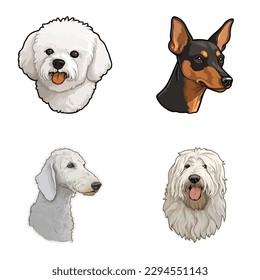 Dogs3 Flat Icon Set Isolated On White Background