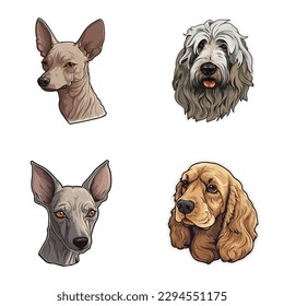Dogs3 Flat Icon Set Isolated On White Background