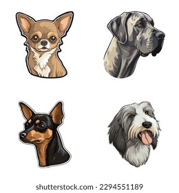 Dogs3 Flat Icon Set Isolated On White Background