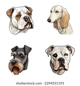 Dogs3 Flat Icon Set Isolated On White Background