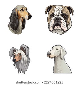 Dogs3 Conjunto De Iconos Planos Aislados En Fondo Blanco