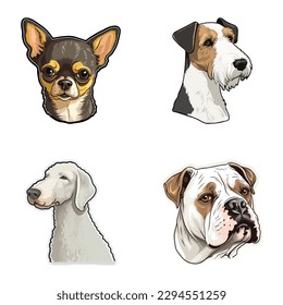 Dogs3 Conjunto De Iconos Planos Aislados En Fondo Blanco
