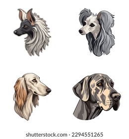 Dogs3 Flat Icon Set Isolated On White Background