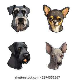 Dogs3 Flat Icon Set Isolated On White Background