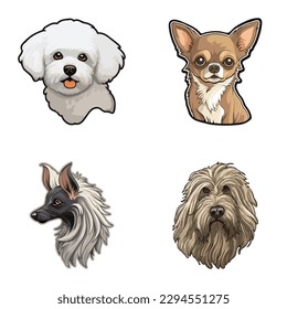 Dogs3 Flat Icon Set Isolated On White Background
