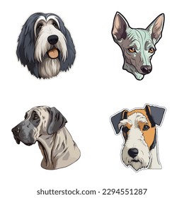 Dogs3 Flat Icon Set Isolated On White Background