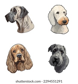 Dogs3 Flat Icon Set Isolated On White Background