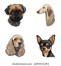Dogs3 Flat Icon Set Isolated On White Background