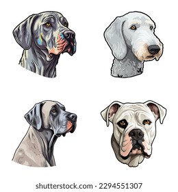 Dogs3 Flat Icon Set Isolated On White Background