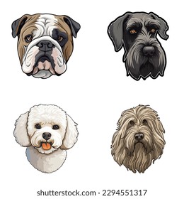 Dogs3 Flat Icon Set Isolated On White Background