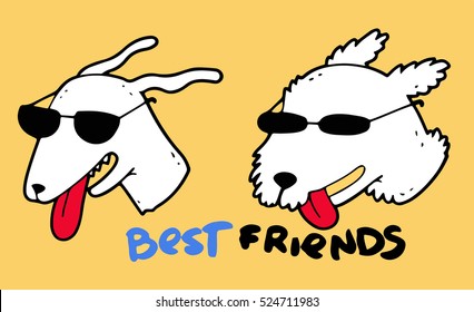 Dogs-best friends have a nice happy day together