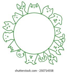 dogs&cats circle with copy space