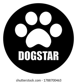 Dogstar black round logo with text space. Pets paw badge. Animal geometric label isolated. Vector banner for zoo business. Simple funny sticker.