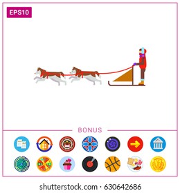 Dogteam and Sled with Man Ruling It Icon