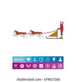 Dogteam and Sled with Man Ruling It Icon