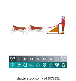 Dogteam and Sled with Man Ruling It Icon