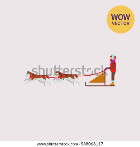 Dogteam and Sled with Man Ruling It Icon