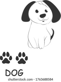 dog.title.the marks of a dog.isolated on a white background.vector. 