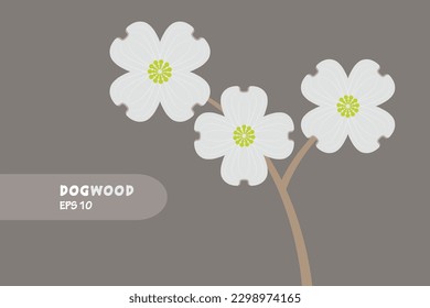 diseño de flor de madera de dogwood vector ilustración aislada moderna