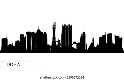 Doha city skyline silhouette background, vector illustration