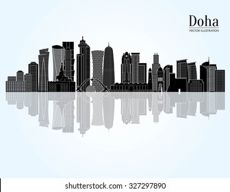 Doha detailed skyline. Vector illustration