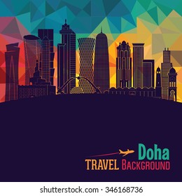 Doha detailed skyline. Vector illustration