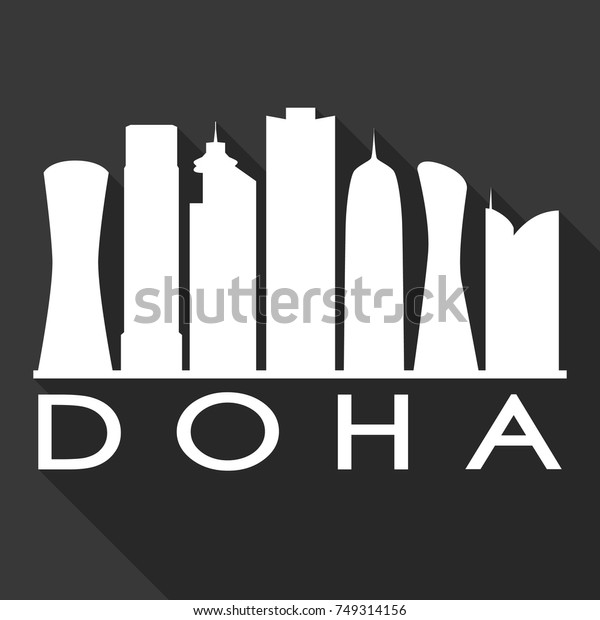 Doha Flat Icon Skyline Silhouette Design Stock Vector (Royalty Free ...