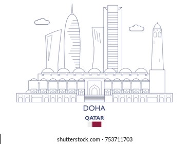 Doha Linear City Skyline, Qatar