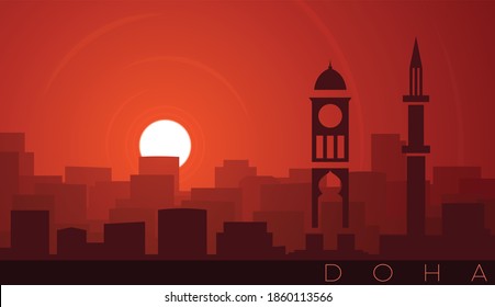 Doha Low Sun Skyline Scene
