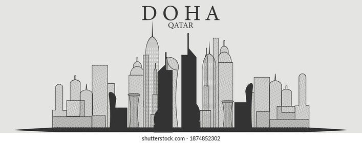 Doha, Qatar building, vector illustration.