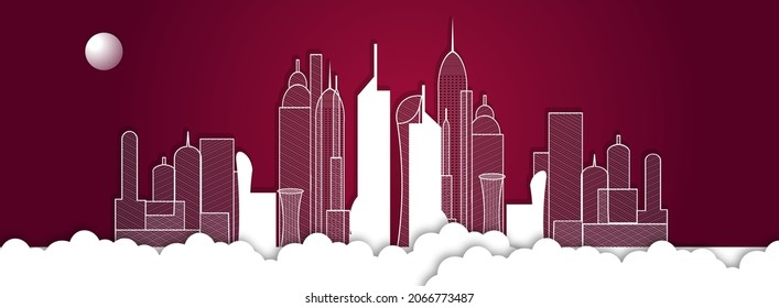 Doha, Qatar building, vector illustration.