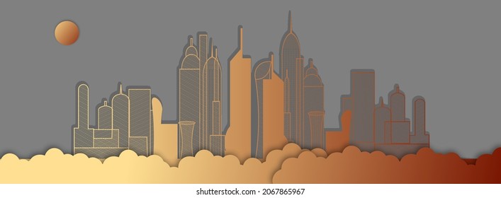Doha, Qatar building, vector illustration.