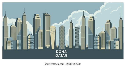 Fondo del paisaje de la ciudad de Doha Qatar 