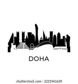 Doha, Qatar city skyline. Negative space city silhouette. Vector illustration.