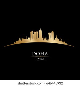 Doha Qatar city skyline silhouette. Vector illustration