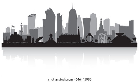 Doha Qatar city skyline vector silhouette illustration