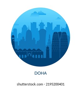 Doha, la famosa etiqueta de vista de la ciudad de Qatar.