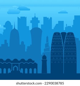 Doha, Qatar famous city view background.