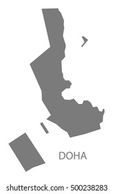 Doha Qatar Map grey