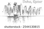 Doha Qatar Sketch drawing storyboard landmark