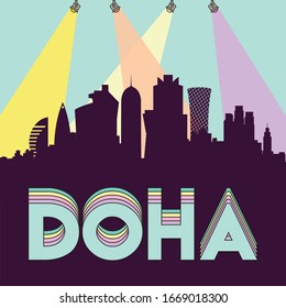 Doha Qatar skyline silhouette flat design vector illustration