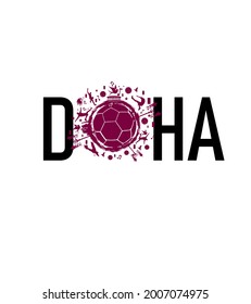 Doha Qatar soccer graphic design vector art