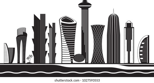 Doha skyline by day - vector illustration