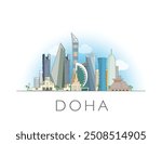 Doha skyline cityscape illustration in color