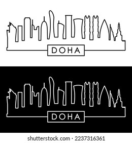 Doha skyline. Linear style.
Doha city single line. Editable vector file.