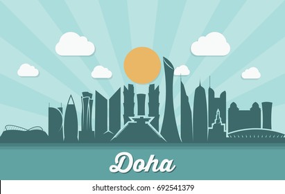 Doha skyline - Qatar - vector illustration